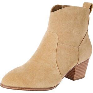 Womens Western Ankle Boots Stacked Heel Faux Leather Cuban Heel Fall Shoes